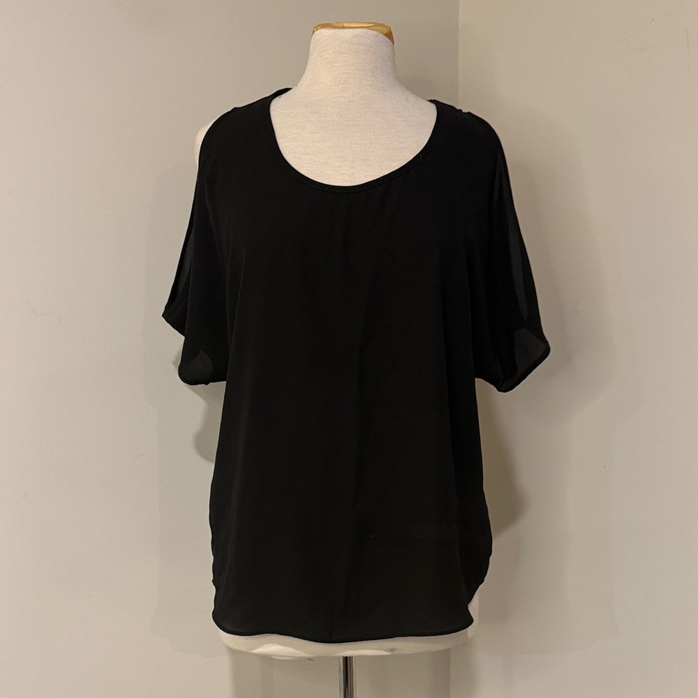 BCX Black Short Sleeve Women's Top